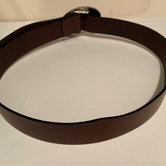 Thierry Mugler Brown Belt with Unique Silver Buckle Leather. - Picture 3 of 4